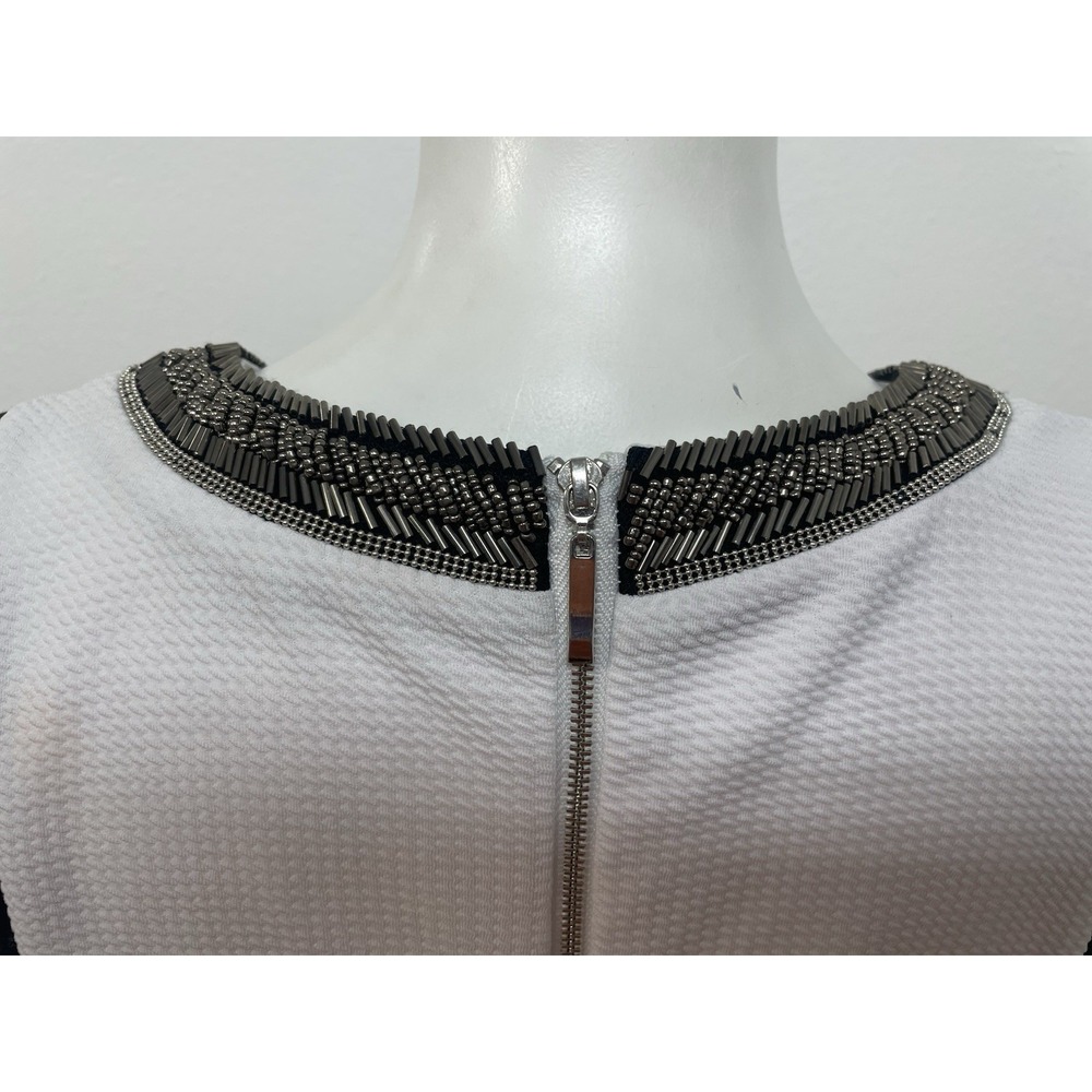 Xoxo Metal Beaded Womens A-Line Dress With Pockets Lined SZ M Flare White/Black - Picture 13 of 16